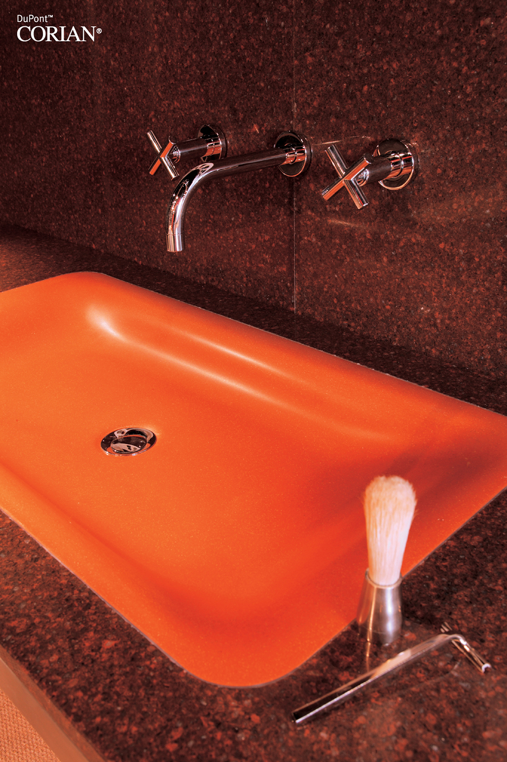 corian orange sink washroom DFMK Solid Surface Milton Keynes