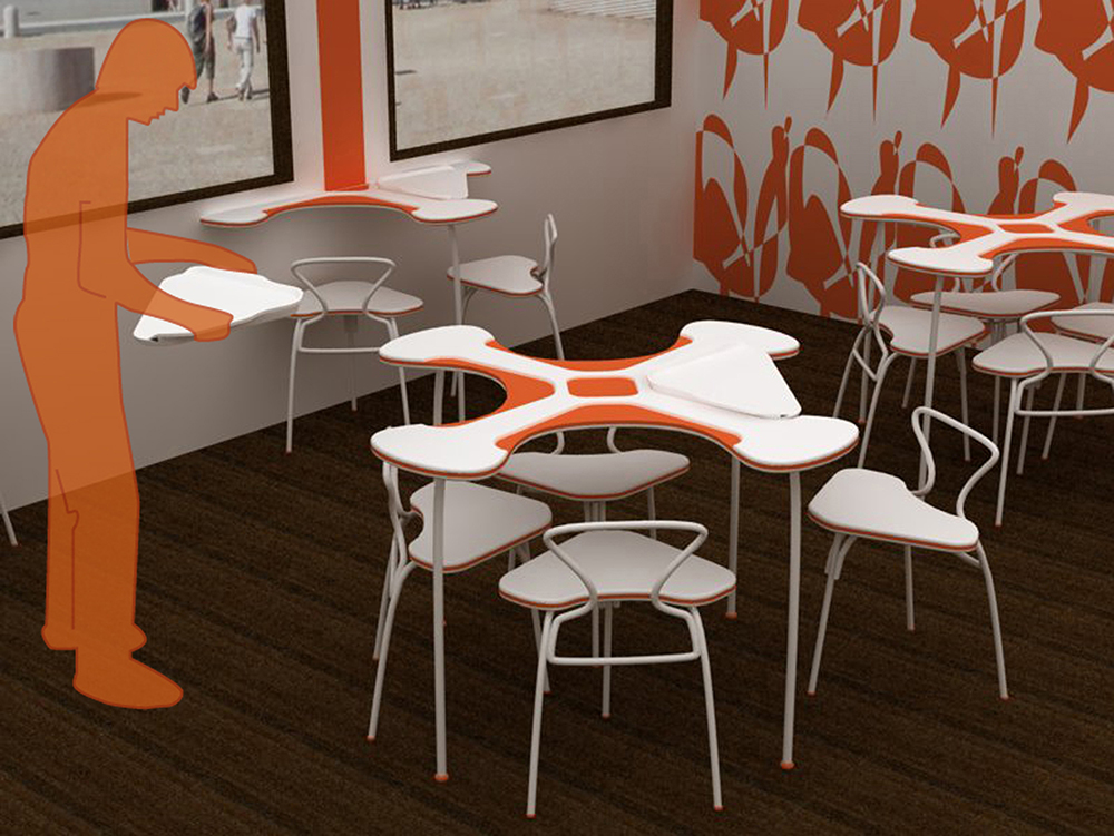 himacs orange and white tables and chairs furniture DFMK Solid Surface Milton Keynes